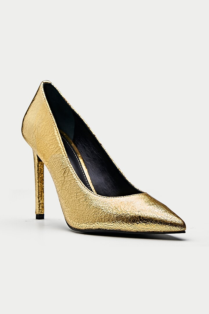 Gold Genuine Leather Pump Heels by Oroh at Pernia's Pop Up Shop
