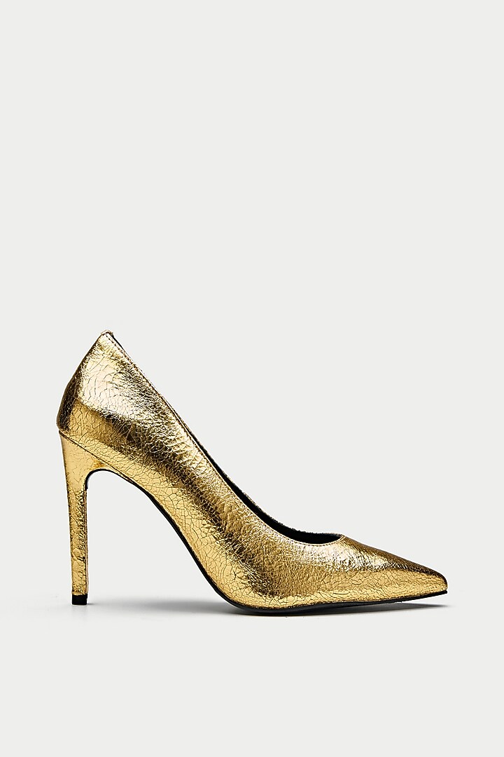 Gold Genuine Leather Pump Heels by Oroh at Pernia's Pop Up Shop