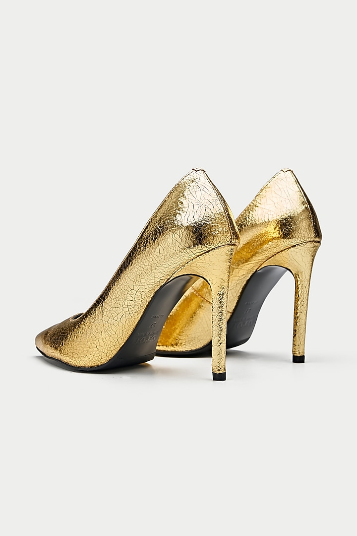 Gold Genuine Leather Pump Heels by Oroh at Pernia's Pop Up Shop