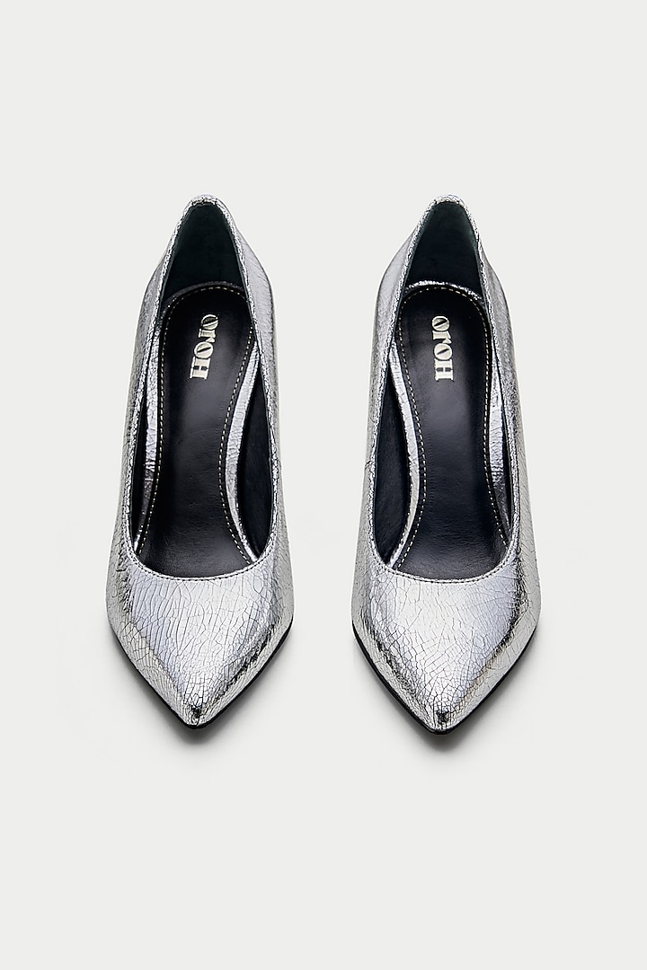 Silver Genuine Leather Pump Heels by Oroh at Pernia's Pop Up Shop