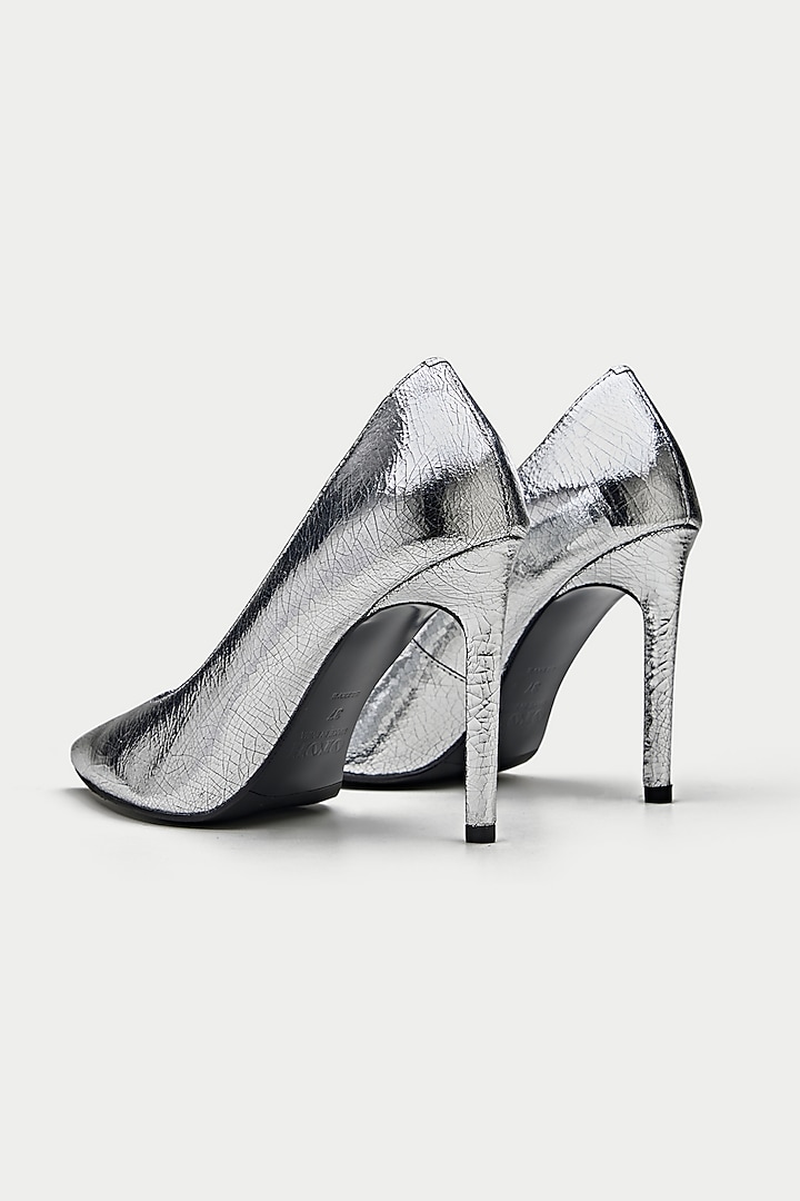 Silver Genuine Leather Pump Heels by Oroh at Pernia's Pop Up Shop