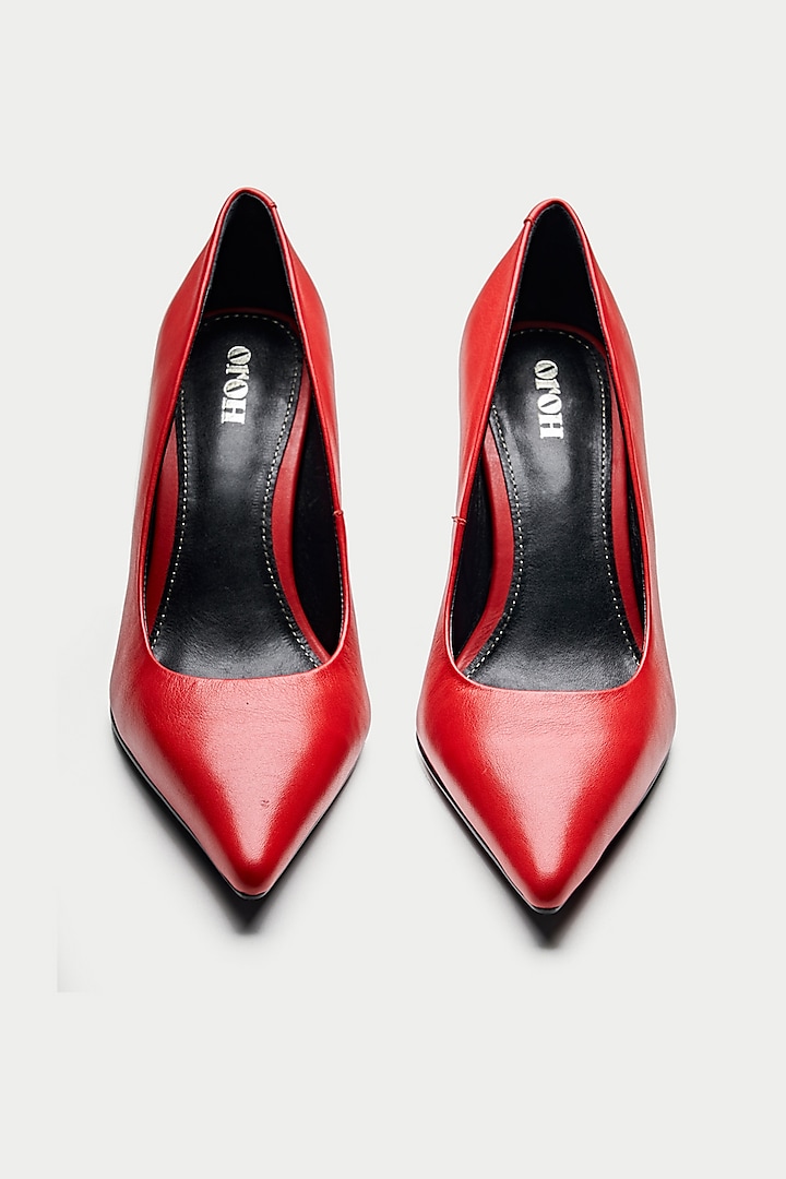 Red Genuine Leather Pump Heels by Oroh at Pernia's Pop Up Shop