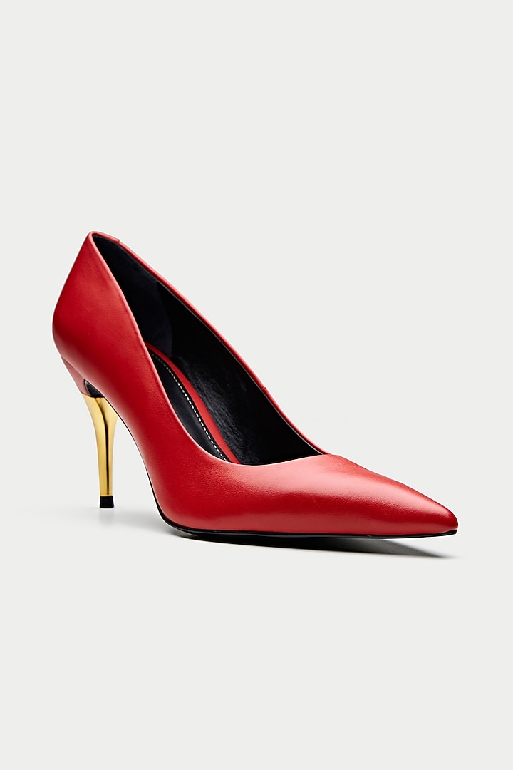 Red Genuine Leather Pump Heels by Oroh at Pernia's Pop Up Shop