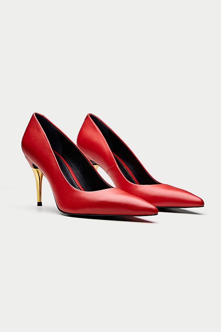 Red Genuine Leather Pump Heels by Oroh at Pernia's Pop Up Shop
