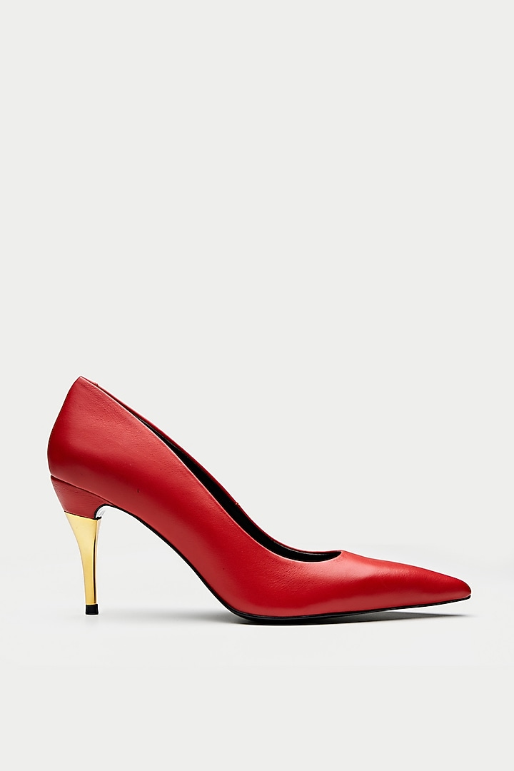 Red Genuine Leather Pump Heels by Oroh at Pernia's Pop Up Shop