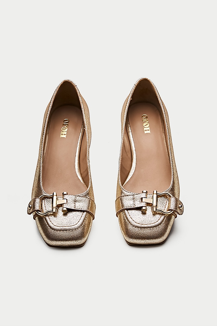 Gold Genuine Leather Pump Heels by Oroh at Pernia's Pop Up Shop