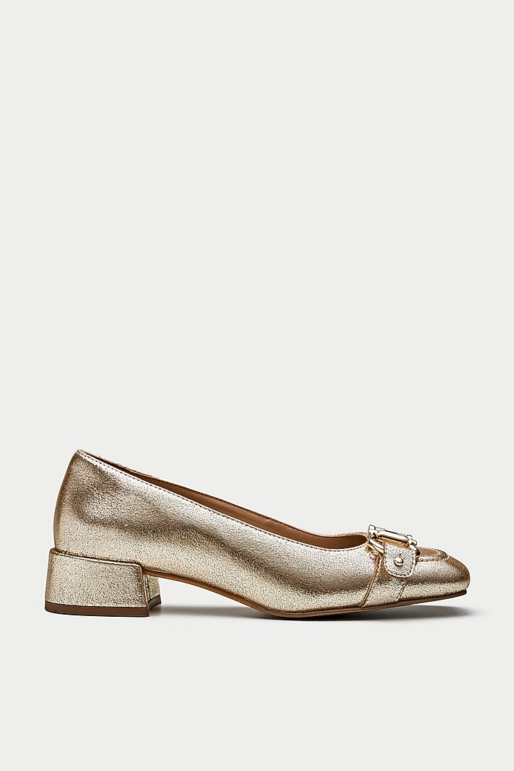 Gold Genuine Leather Pump Heels by Oroh at Pernia's Pop Up Shop