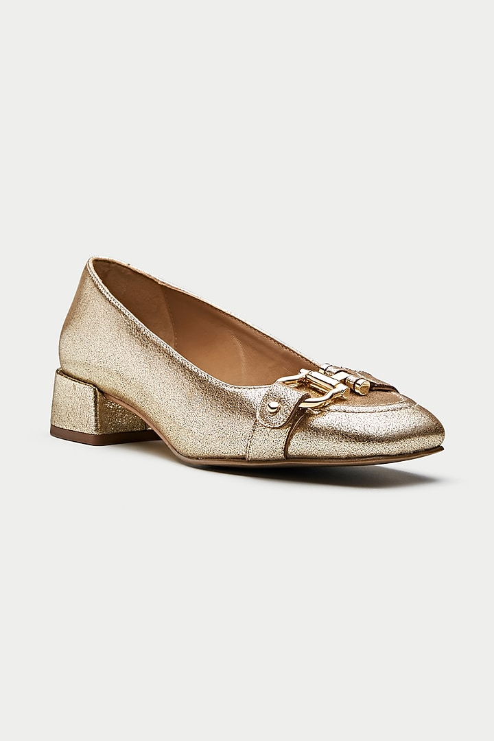Gold Genuine Leather Pump Heels by Oroh at Pernia's Pop Up Shop
