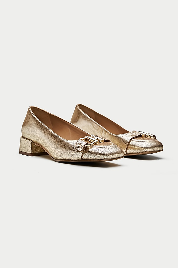 Gold Genuine Leather Pump Heels by Oroh at Pernia's Pop Up Shop