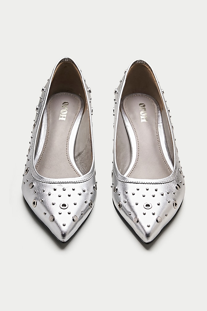 Silver Genuine Leather Pump Heels by Oroh at Pernia's Pop Up Shop