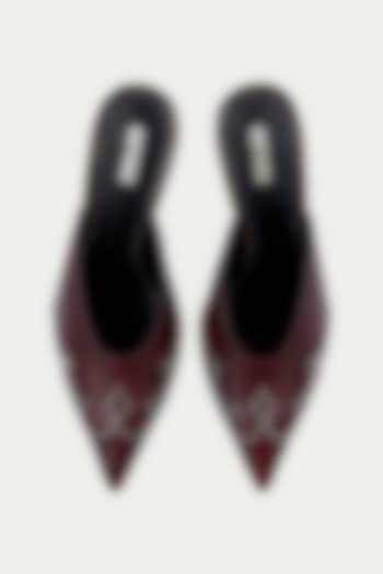 Maroon Genuine Leather Stiletto Mules by Oroh at Pernia's Pop Up Shop