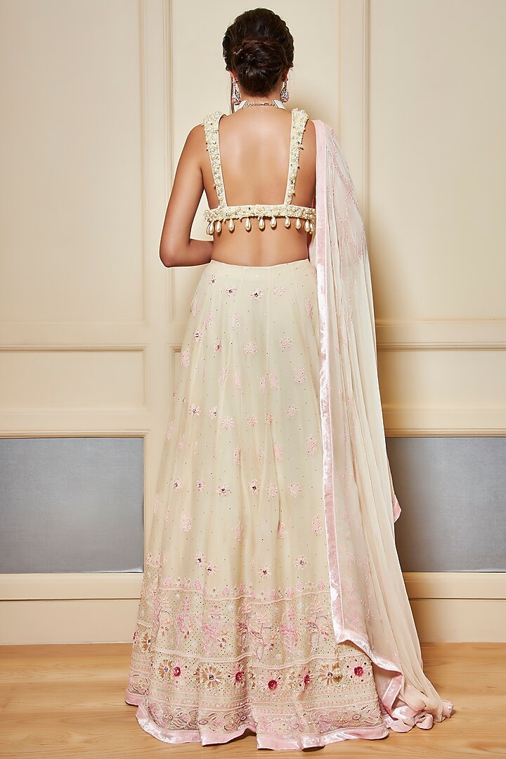 Off White Chikankari Embellished Wedding Lehenga Set by Oru at Pernia's Pop Up Shop