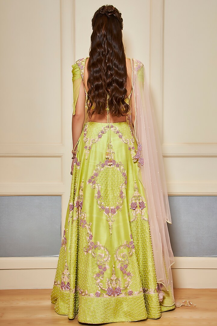 Lime Green Bridal Lehenga Set With Motifs by Oru at Pernia's Pop Up Shop