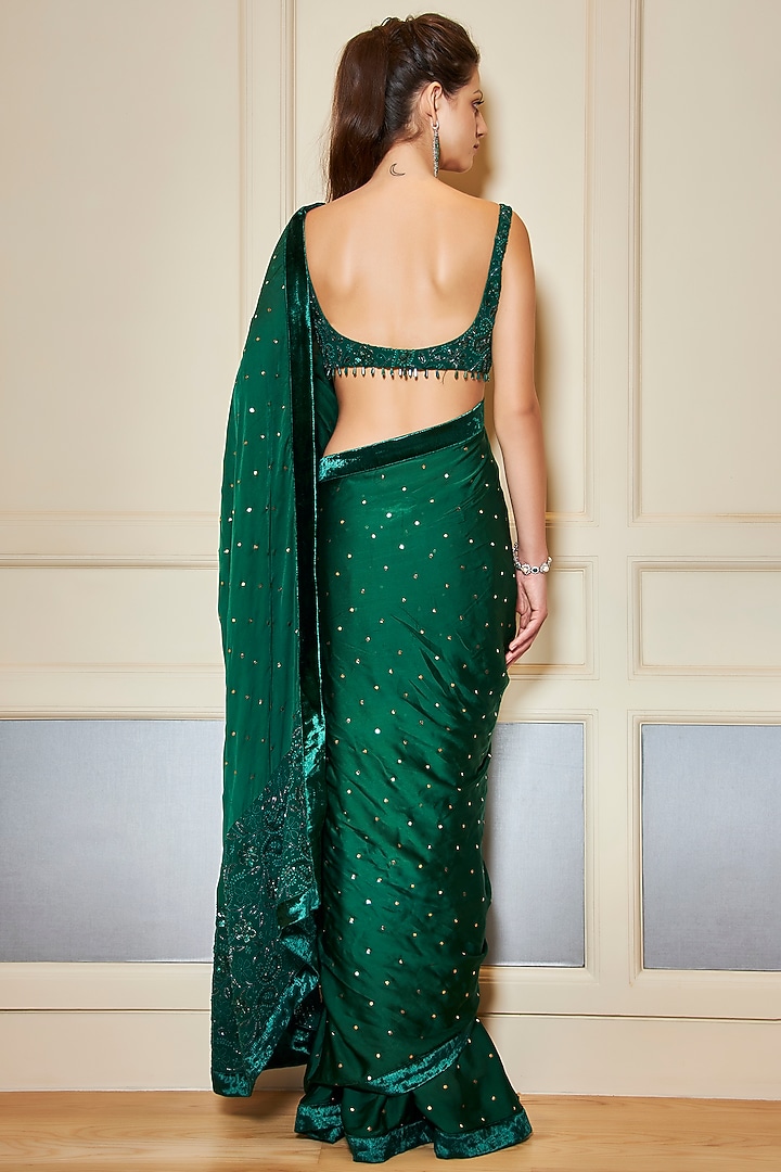 Emerald Green Handcrafted Wedding Saree Set by Oru at Pernia's Pop Up Shop