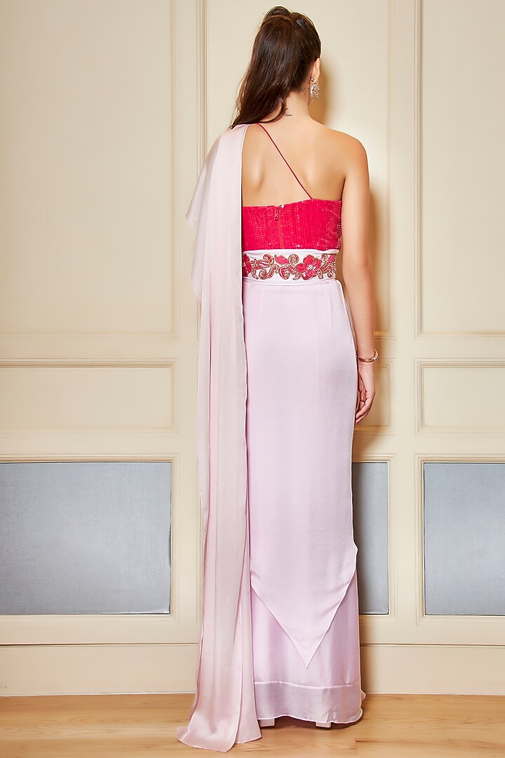 Baby Pink Skirt Wedding Saree Set by Oru at Pernia's Pop Up Shop