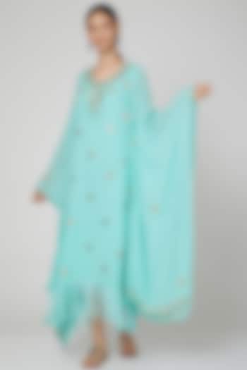 Seafoam Green Embroidered Kaftan With Inner by Oru