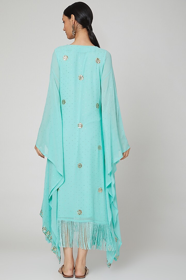 Seafoam Green Embroidered Kaftan With Inner by Oru at Pernia's Pop Up Shop
