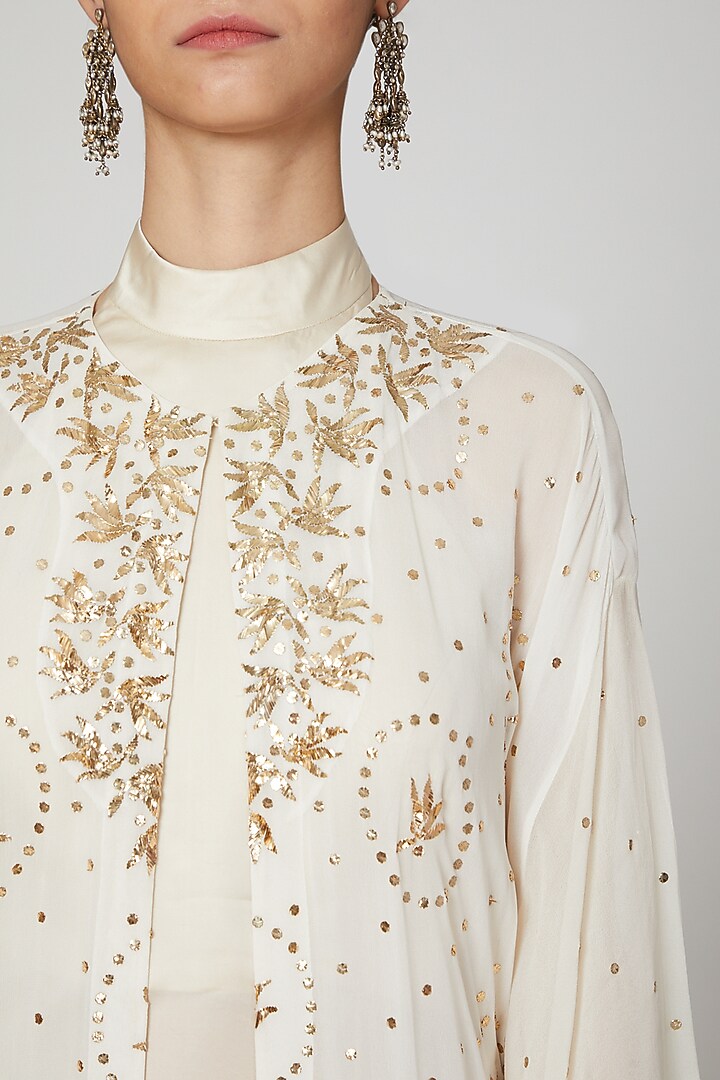 Off White Embroidered Kaftan Set by Oru at Pernia's Pop Up Shop