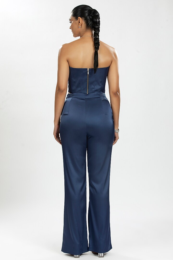 Blue Satin Co-Ord Set by ORU PRET at Pernia's Pop Up Shop