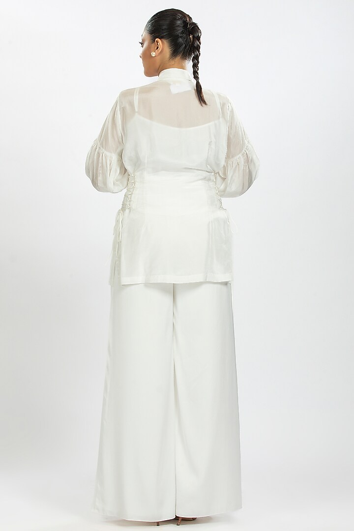 White Bamboo Silk Shirt by ORU PRET at Pernia's Pop Up Shop