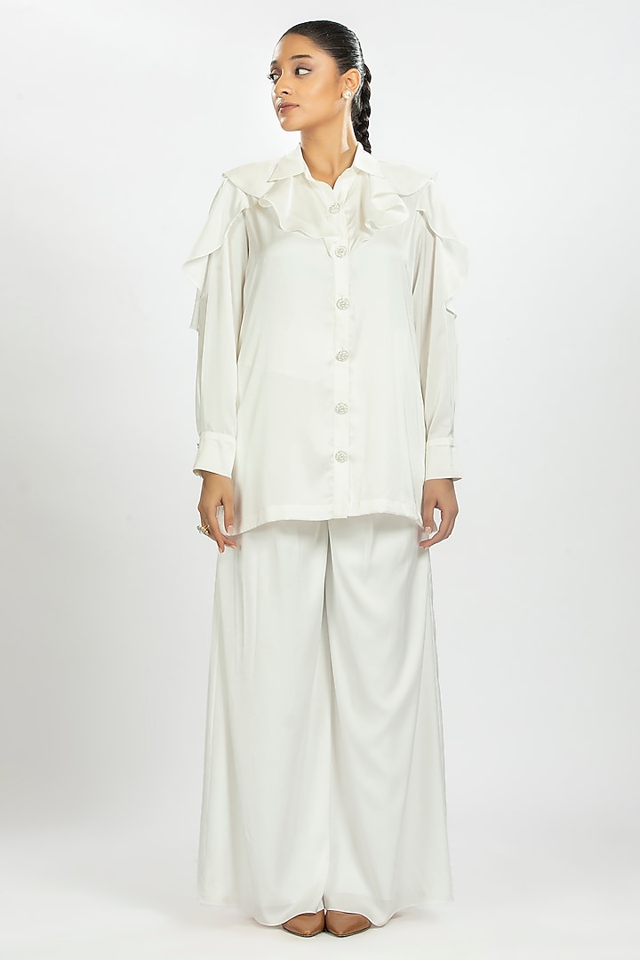 White Satin Shirt by ORU PRET