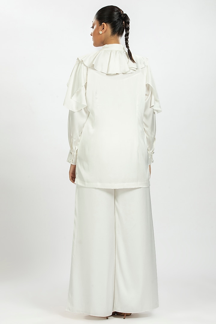White Satin Shirt by ORU PRET at Pernia's Pop Up Shop