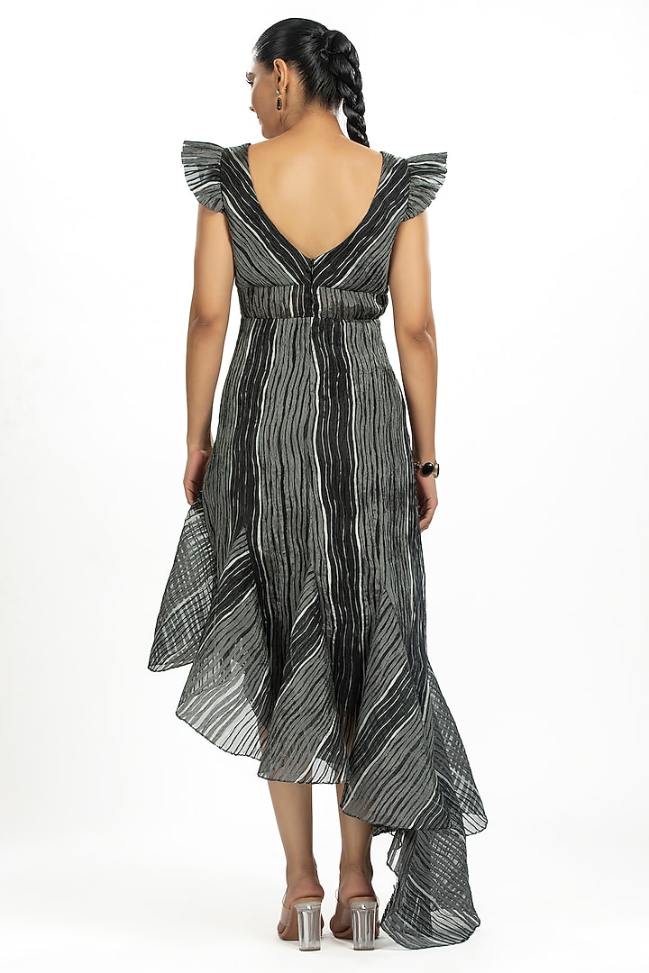 Black & White Striped Organza Cocktail Dress by ORU PRET at Pernia's Pop Up Shop