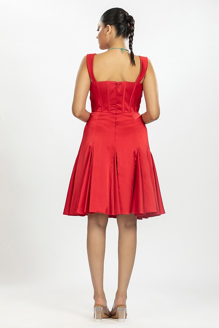 Red Satin Cocktail Dress by ORU PRET at Pernia's Pop Up Shop