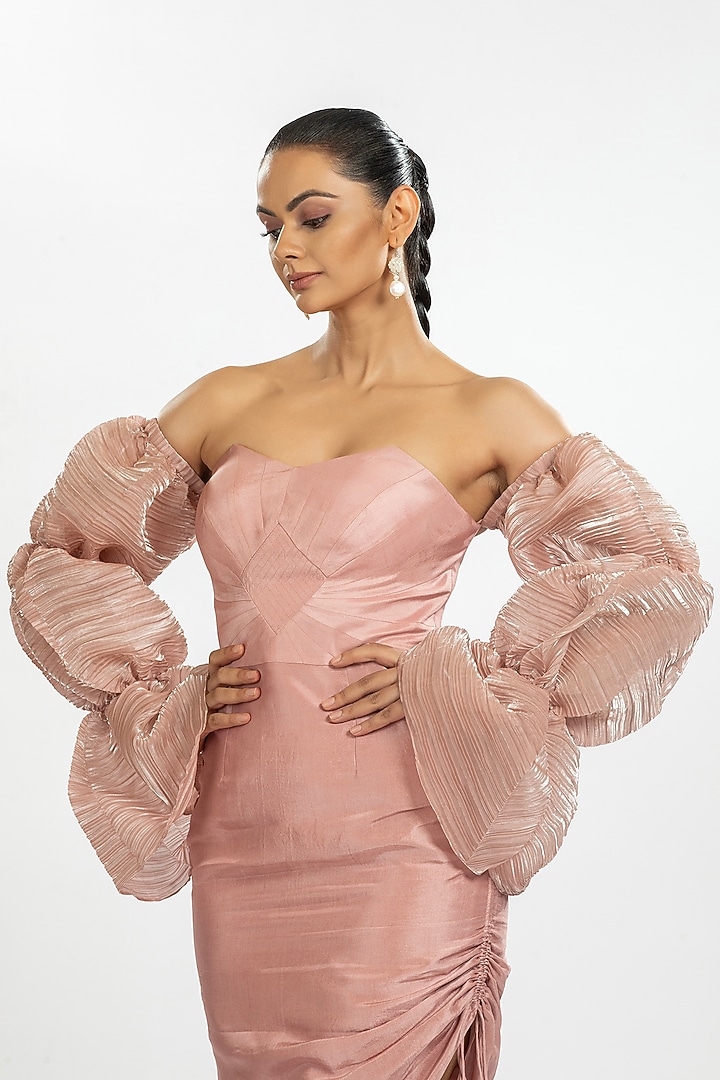 Pink Bamboo Silk Cocktail Dress by ORU PRET at Pernia's Pop Up Shop
