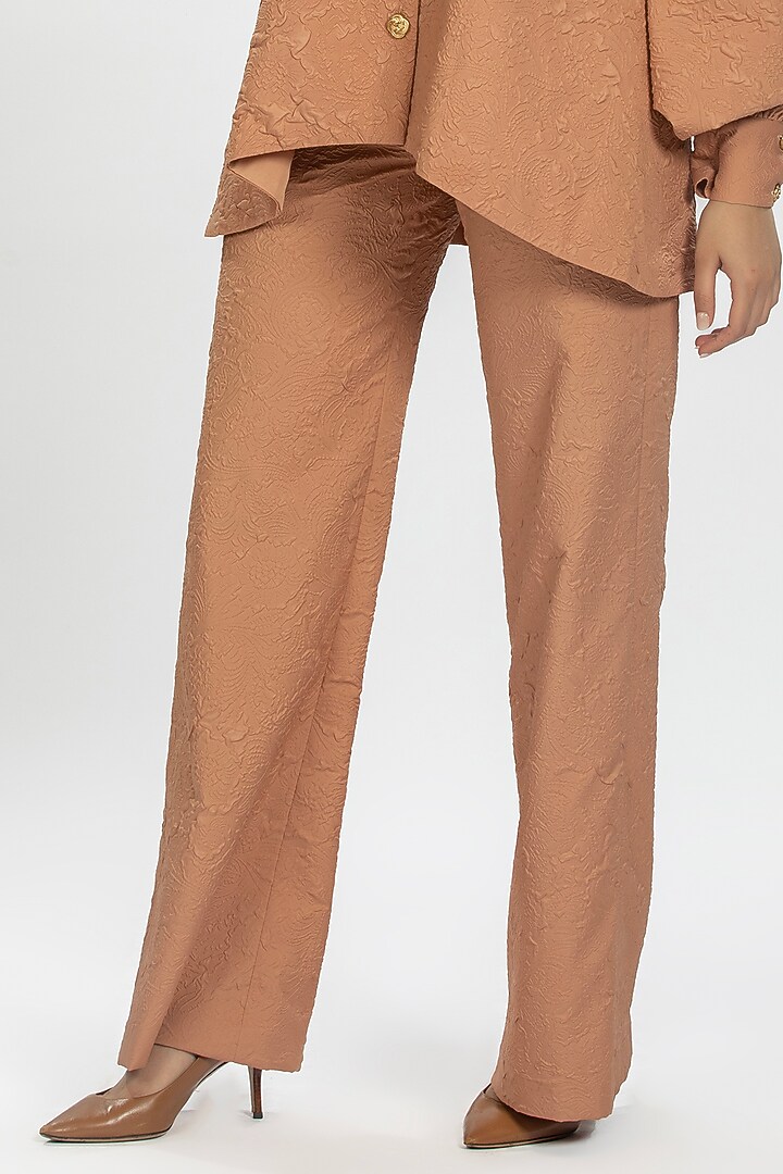 Brown Textured Fabric Co-Ord Set by ORU PRET at Pernia's Pop Up Shop