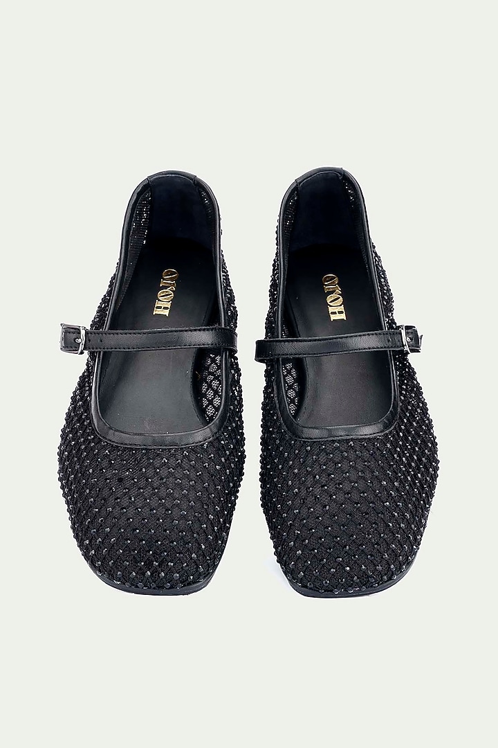 Black Genuine Leather Ballerina Flats by Oroh at Pernia's Pop Up Shop