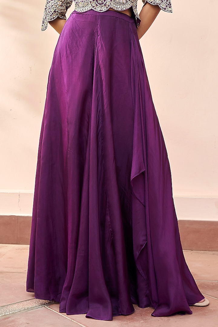 Aubergine Mulberry Silk Skirt Set by Osaa By Adarsh at Pernia's Pop Up Shop