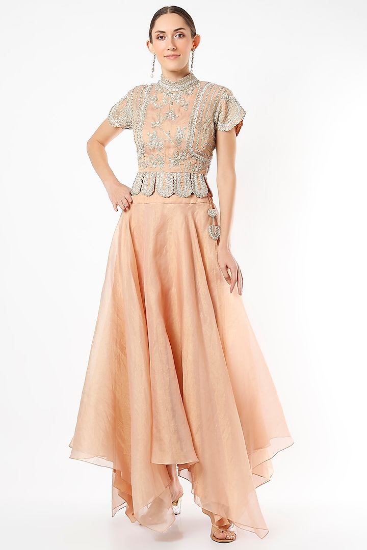 Sepia Rose Tissue Organza Skirt Set by Osaa By Adarsh