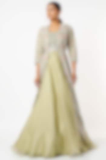 Mist Green Embroidered Jacket Set by Osaa By Adarsh