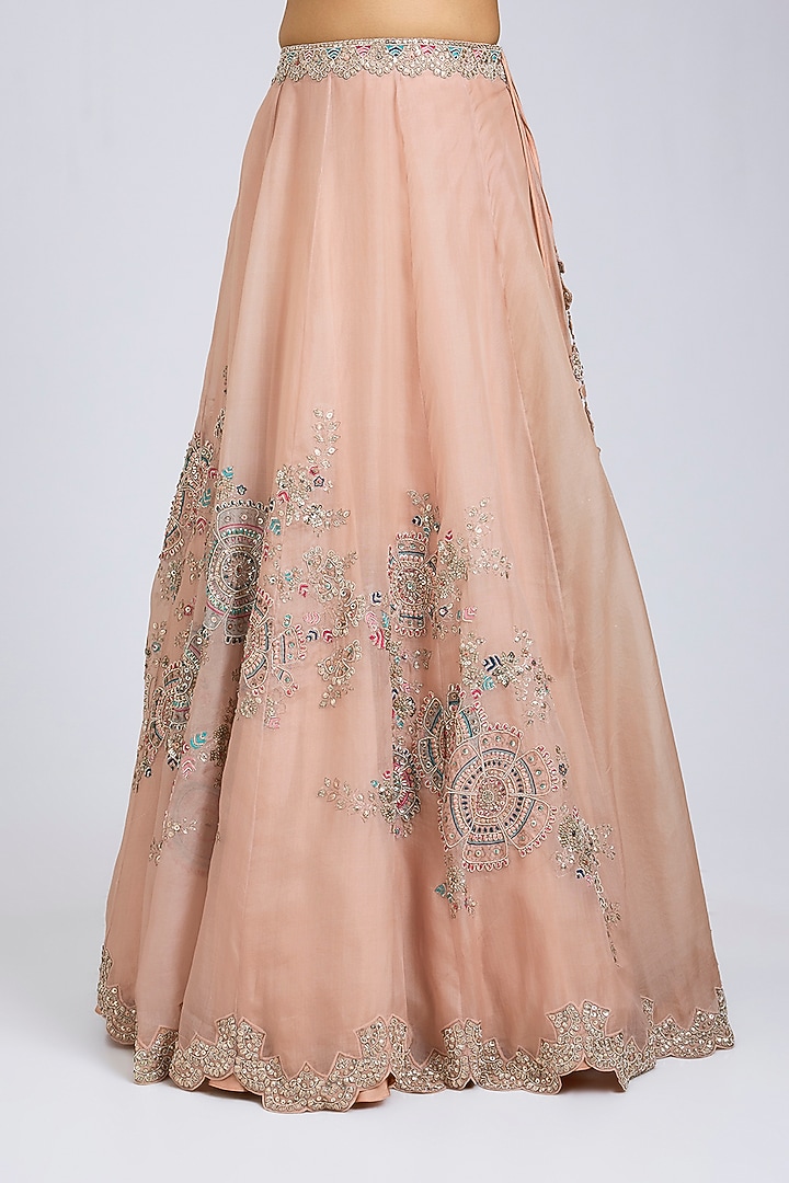 Soft Berry Organza Zardosi Handcrafted Bridal Lehenga Set by OSAA By Adarsh at Pernia's Pop Up Shop