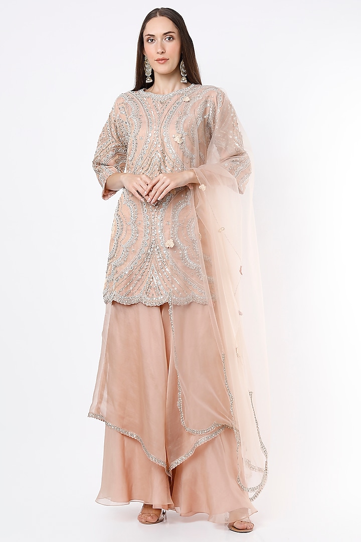 Rose Pink Hand Embroidered Kurta Set by Osaa By Adarsh