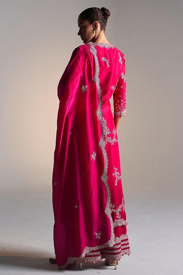 Deep Berry Mulberry Silk Dori Embroidered Kurta Set by OSAA By Adarsh at Pernia's Pop Up Shop