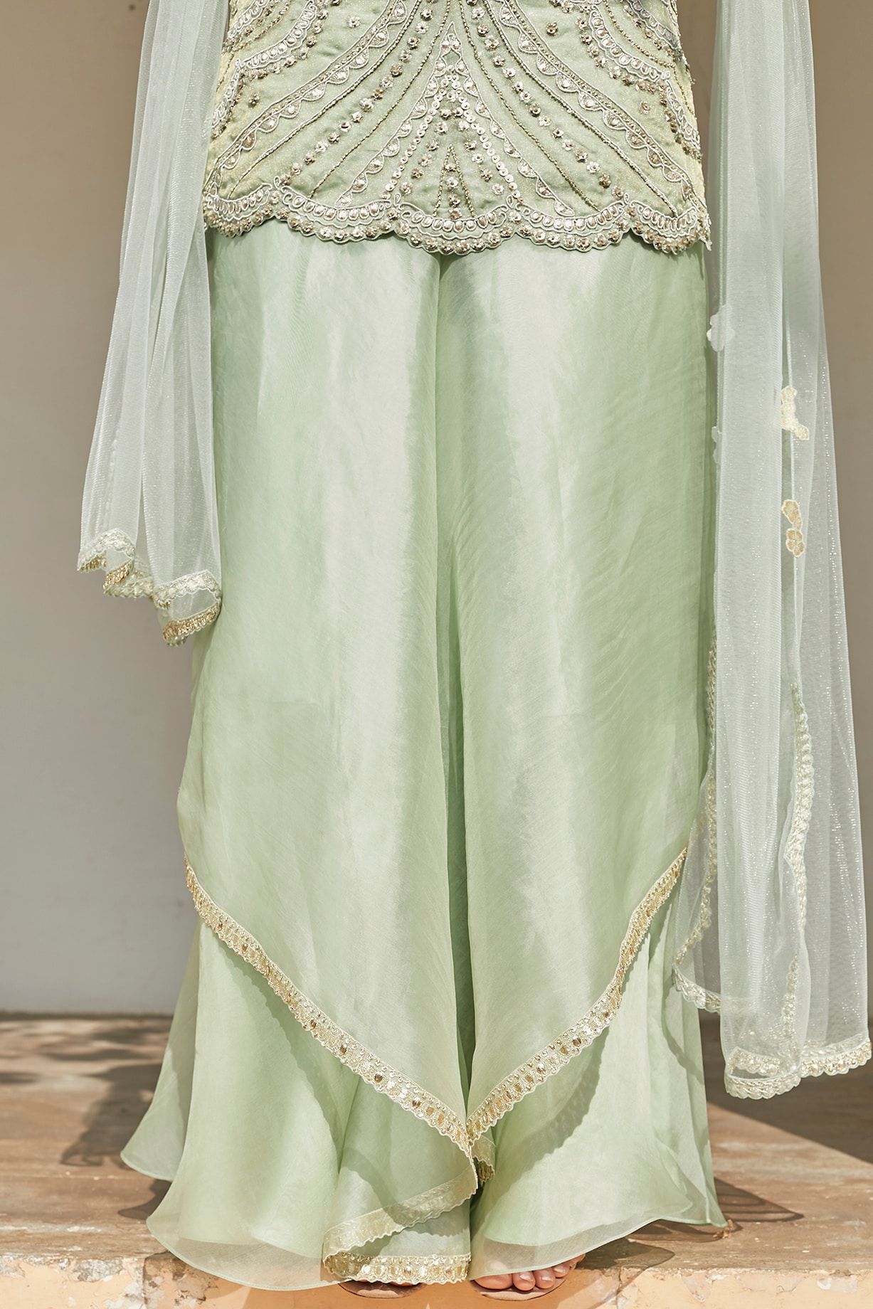 Ocean Blue Applique Kurta Set