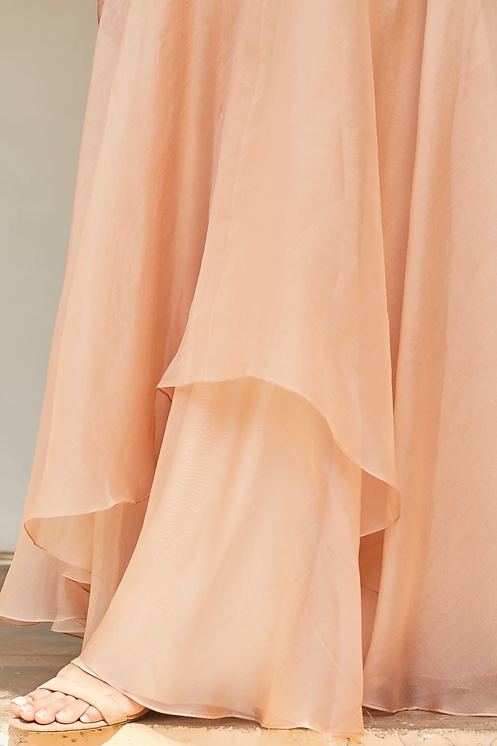 Sepia Rose Colored Tissue Organza Skirt Set by OSAA By Adarsh at Pernia's Pop Up Shop