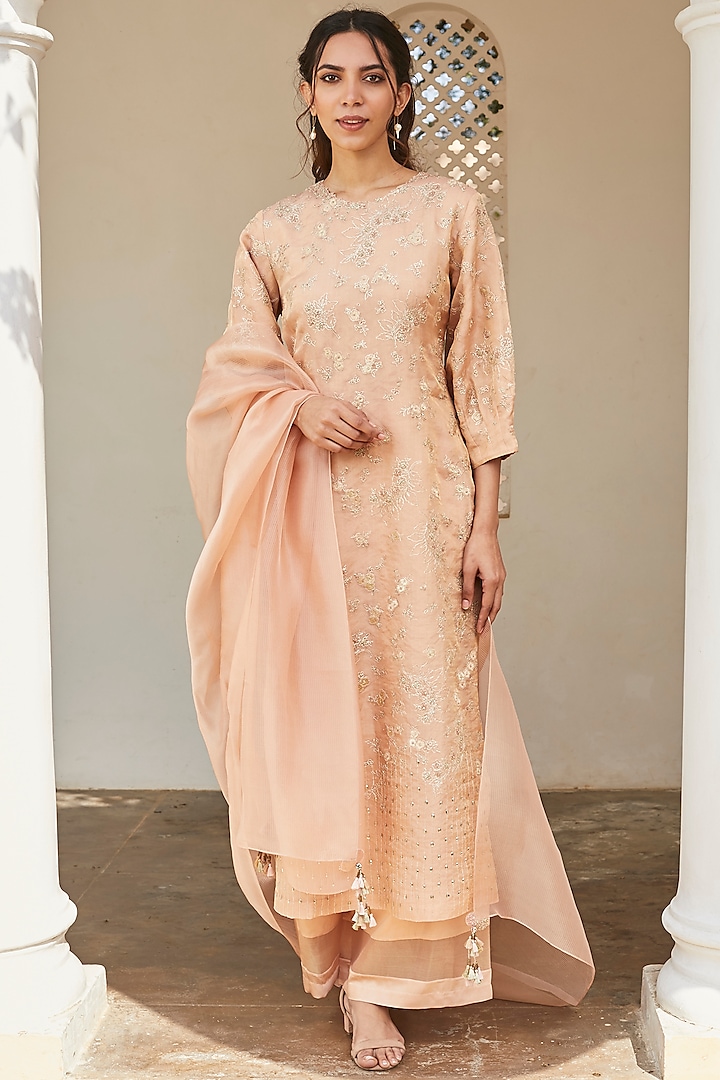 Sepia Rose Embroidered Kurta Set by OSAA By Adarsh