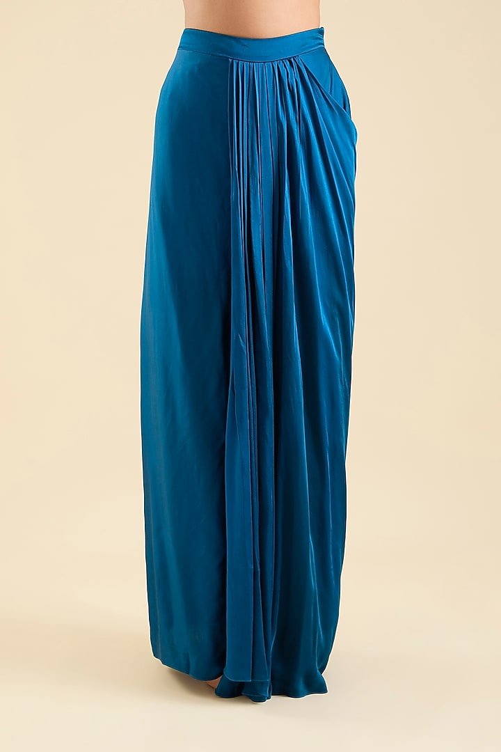 Jade Blue Mulberry Silk Embellished Skirt Set by OSAA By Adarsh at Pernia's Pop Up Shop