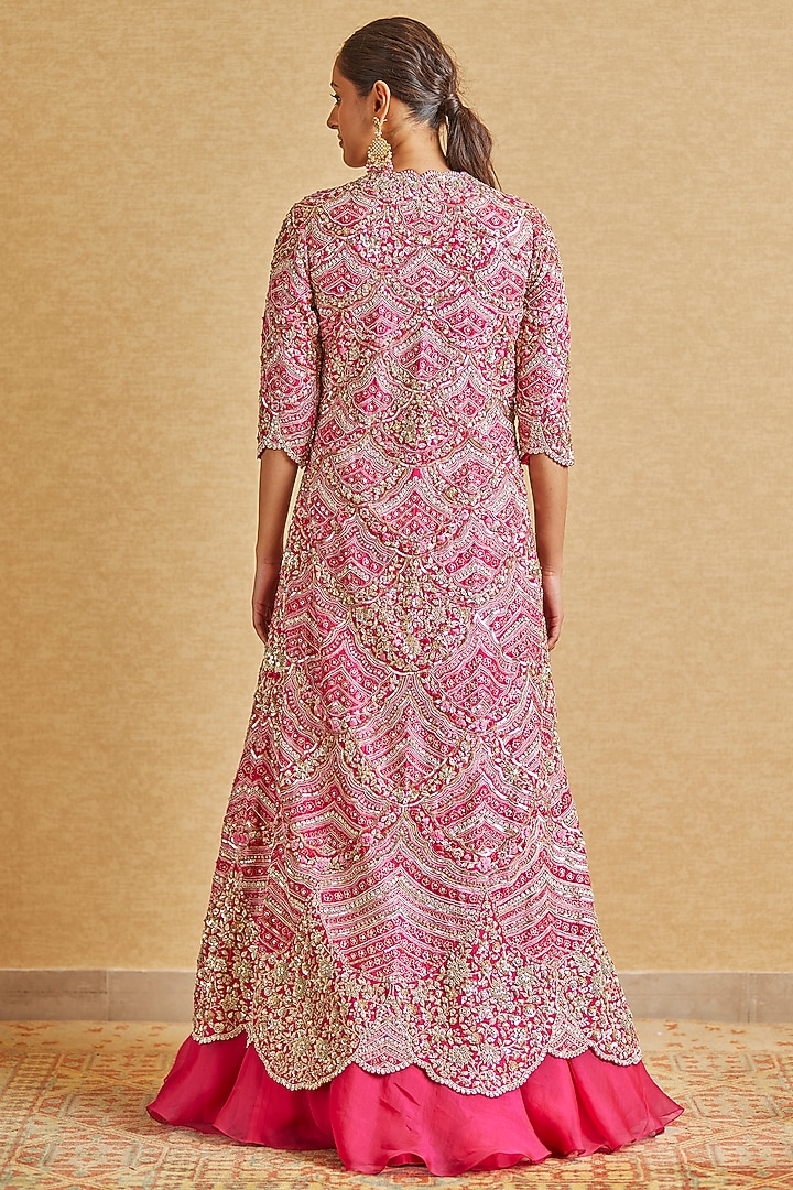 Scarlet Organza Hand Embroidered Jacket Set by OSAA By Adarsh at Pernia's Pop Up Shop