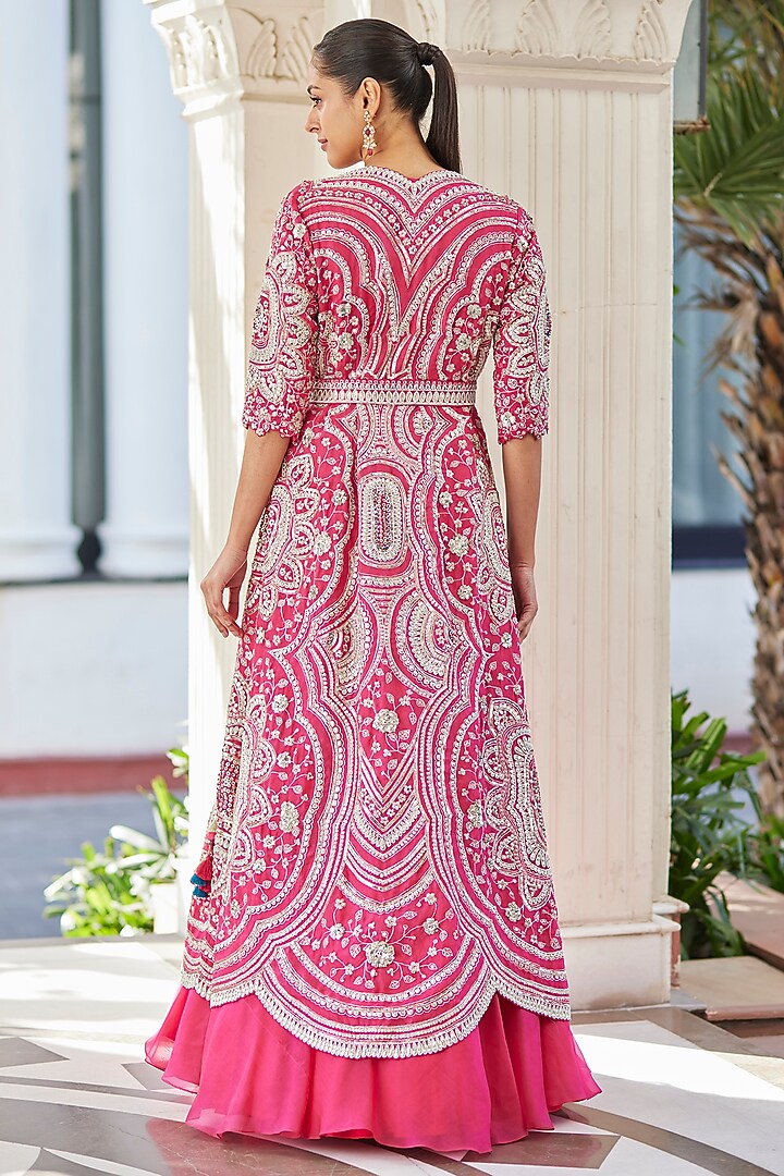 Scarlet Organza Embroidered Jacket by Osaa By Adarsh at Pernia's Pop Up Shop