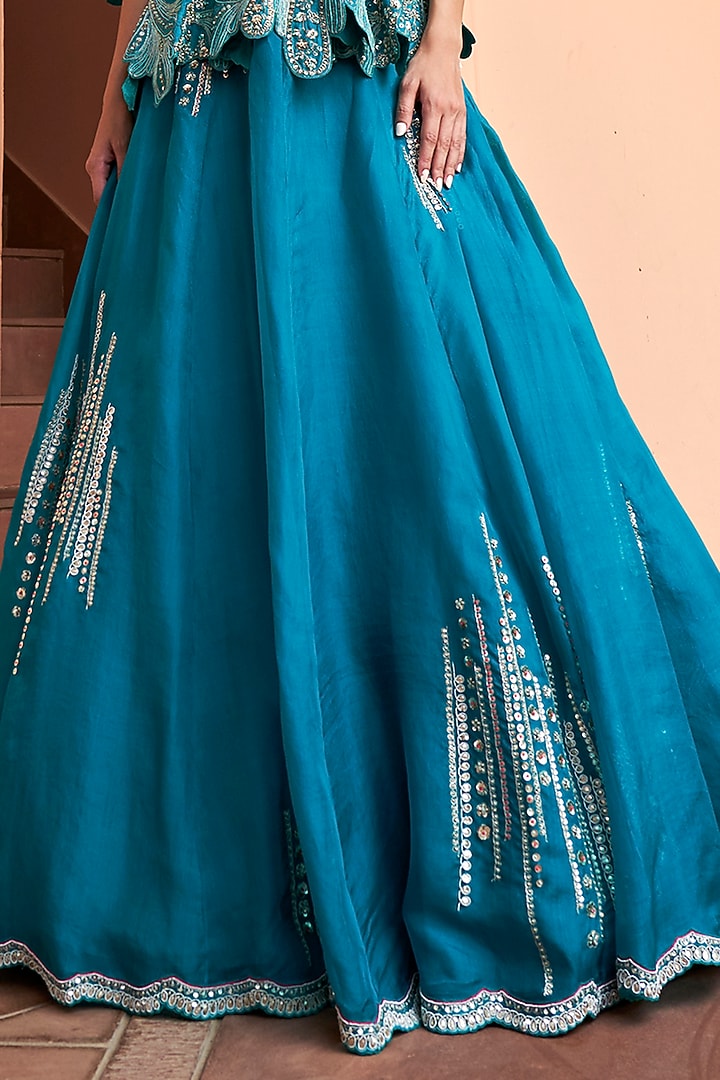 Pine Green Organza Skirt Set by OSAA By Adarsh at Pernia's Pop Up Shop