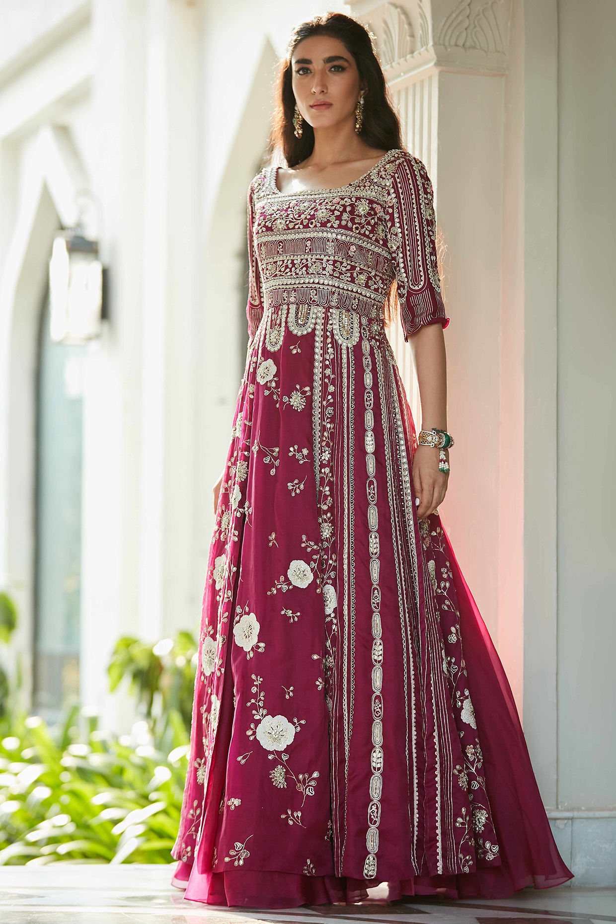 Buy Maroon Silk Gown for Women Online from India s Luxury Designers 2024