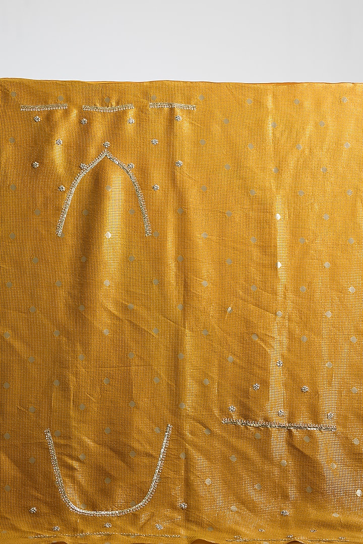 Marigold Yellow Tissue Silk Reception Saree Set by OSAA By Adarsh at Pernia's Pop Up Shop