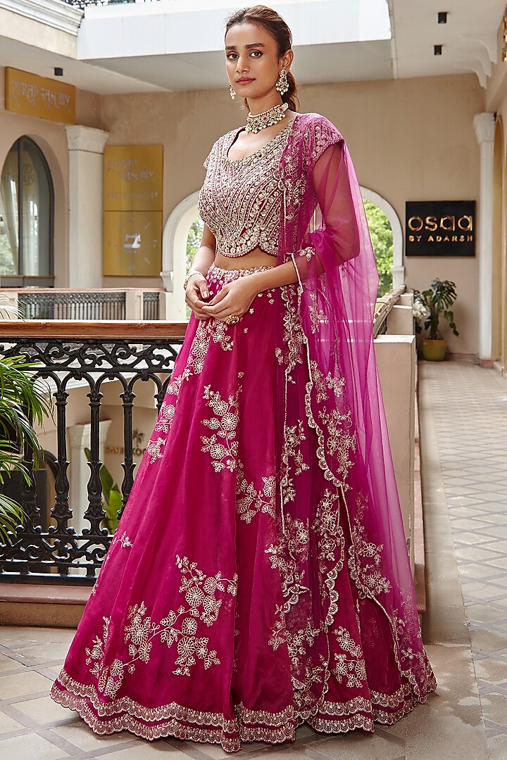 Plum Embroidered Lehenga Set by Osaa By Adarsh