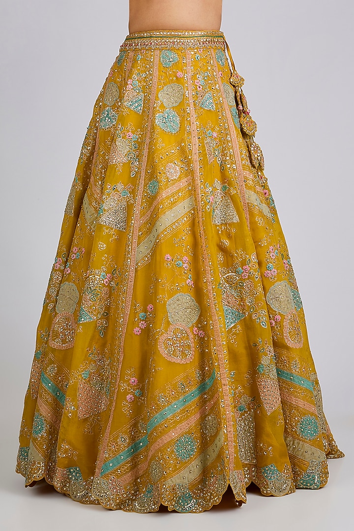 Honey Gold Organza Zardosi Work Bridal Lehenga Set by Osaa By Adarsh at Pernia's Pop Up Shop