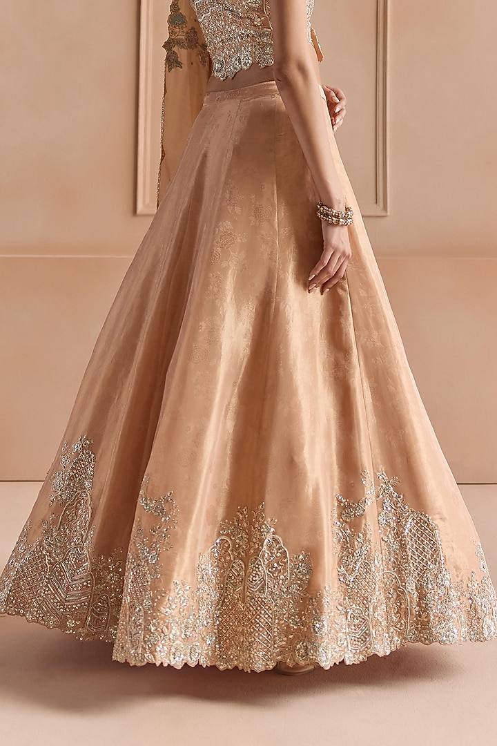Gold Tissue Aari Embroidered Bridal Lehenga Set by OSAA By Adarsh at Pernia's Pop Up Shop
