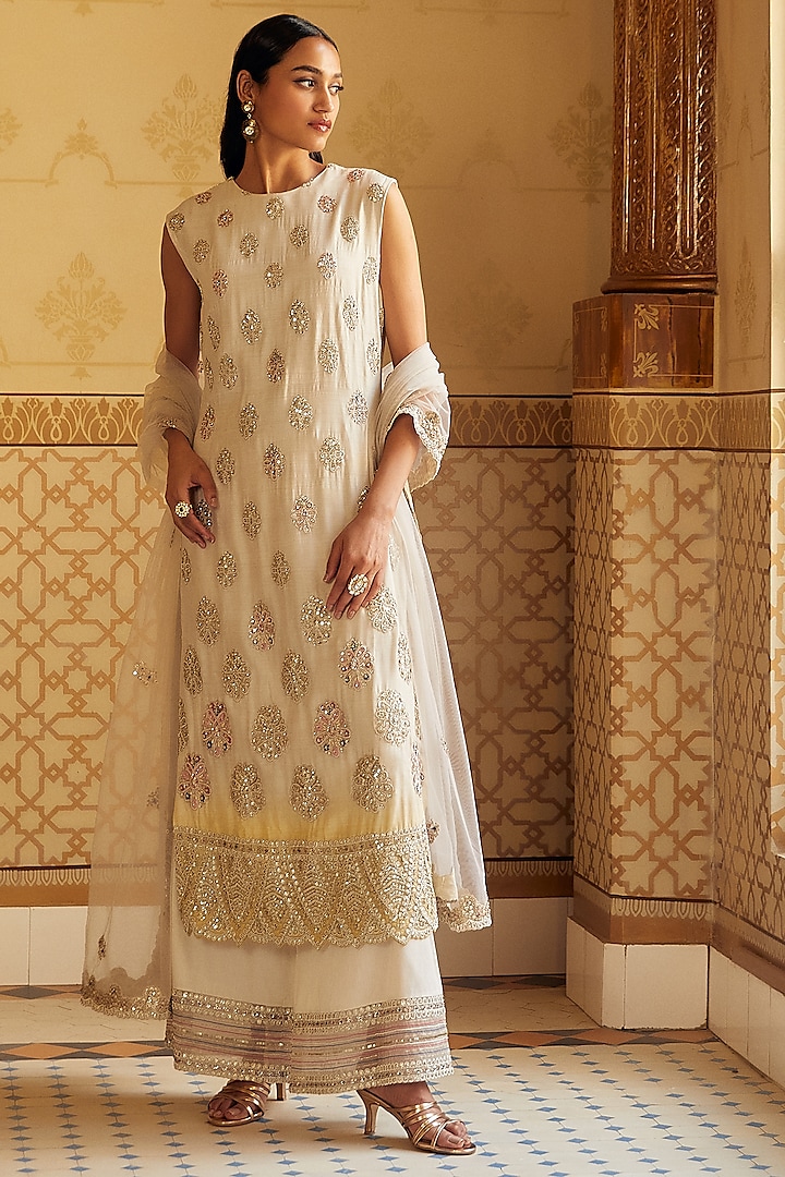 Pearl Embroidered Sharara Set by OSAA By Adarsh